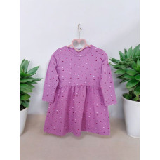 Детское трикотажное платье с цветочным принтом, Розовый, рост 128 см