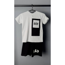 Спортивный костюм с шортами оверсайз GAP, для мальчика, черно-белый, рост 128 см (2645190921-KID)