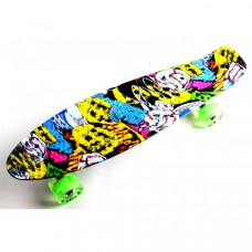 Детский пенни борд Space Sport "Skateboards" со светящимися колёсами пластиковый Разноцветный 57х15 см (DP-PFO021)