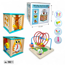 Деревянный куб-сортер с лабиринтом, часами и шестеренками для детей 1-4 лет (DP-2064508042)