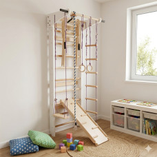 Спортивный уголок SportBaby Lux 9-220 (белый) с горкой и навесным оборудованием (SB-4219) Спортивный уголок SportBaby Lux 9-220 (белый) с горкой и навесным оборудованием (SB-4219)