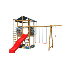 Детский игровой комплекс SportBaby-8 с горкой 3 м, качелями и спортивными элементами (SB-1855)