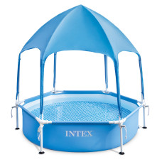 Каркасный бассейн Intex Steel Pro Frame Pool с тентом-зонтом 183х38 см круглый (IND-28209)