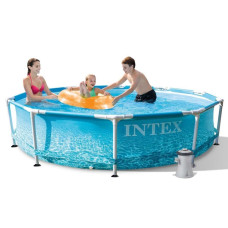 Каркасный бассейн Intex 305x76 см с морским принтом и фильтр-насосом (IND-28208)