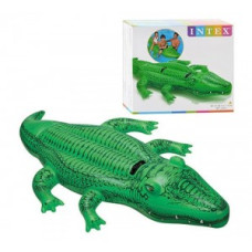 Надувной плотик детский от 3 лет Крокодил Intex 203x114см зеленый (IND-58562)