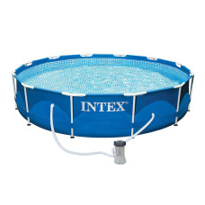 Каркасный круглый бассейн Intex Metal Frame Pool 366×76 см с фильтр-насосом (IND-28212)