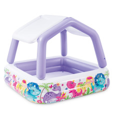 Надувной детский бассейн Intex Океан с навесом 157x157x122 см фиолетовый (IND-57470-violet)