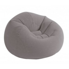 Надувное кресло Intex серое 107×104×69 см флокированное покрытие (IND-68579)